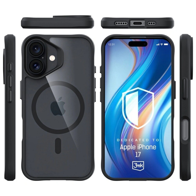 Θήκη 3MK Satin Armor MagCase για Apple iPhone 17, μαύρη