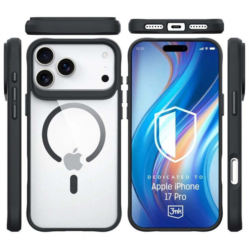 Θήκη 3MK Satin Armor MagCase για Apple iPhone 17 Pro, Διαφανές Μαύρο
