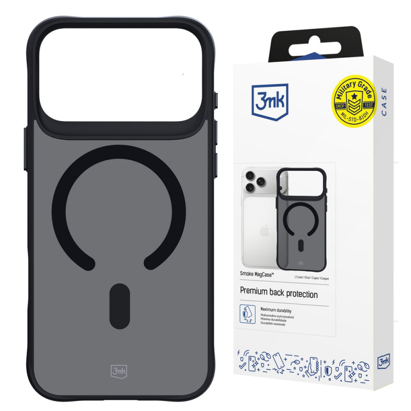 Θήκη 3MK Smoke Matt MagCase για Apple iPhone 17 Pro, μαύρη