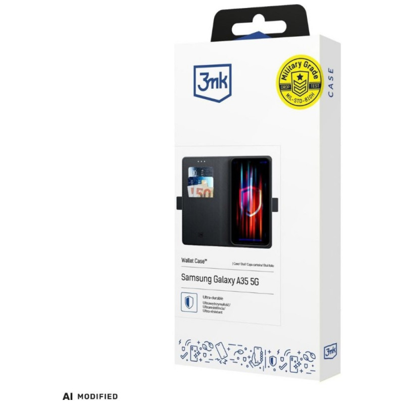Θήκη πορτοφόλι 3MK για Honor X5C Plus 4G, μαύρη