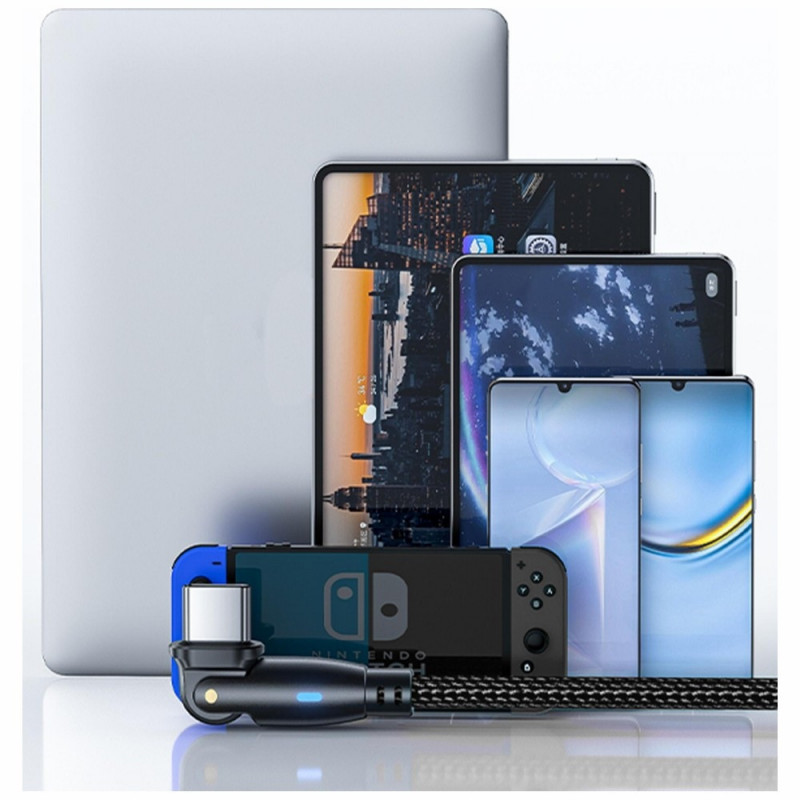 Καλώδιο 3MK Hyper Cable N-SERIES USB-C σε USB-C με περιστρεφόμενο άκρο 180°, 1 m, 100 W, μαύρο
