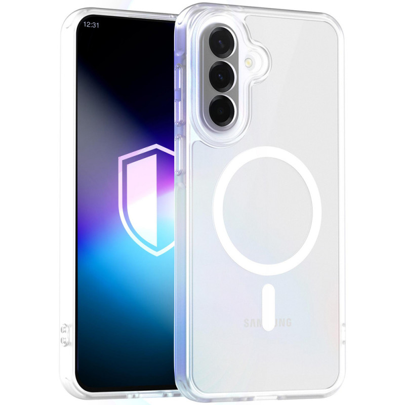 Θήκη smartphone 3MK Misty MagCase για Samsung Galaxy A37, συμβατή με MagSafe, λευκή