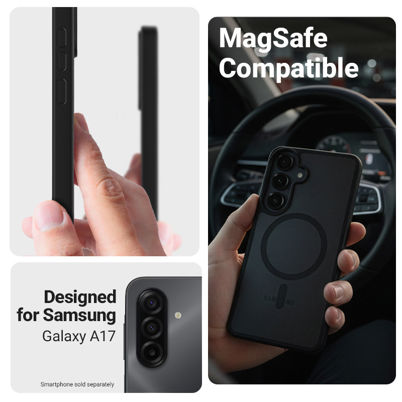 Θήκη Crong Hybrid Matte Magnetic MagSafe για Samsung Galaxy A17, μαύρη