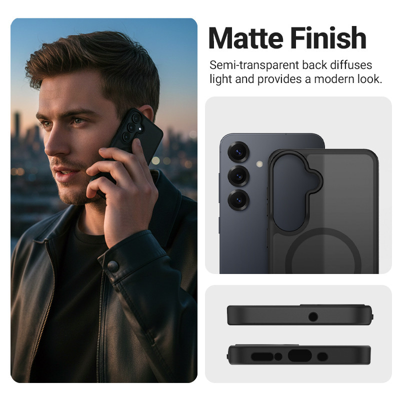 Θήκη Crong Hybrid Matte Magnetic MagSafe για Samsung Galaxy A17, μαύρη