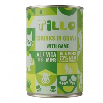 TILLO Υγρή τροφή για γάτες Chunks in gravy Game, 415 g