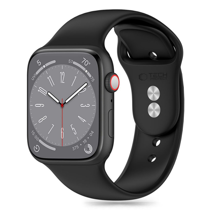 Tech-Protect Λουράκι σιλικόνης για Apple Watch 4/5/6/7/8/9/SE και Ultra 1/2 (42/44/45/49 mm), Μαύρο