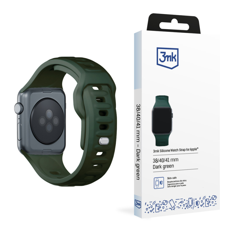 3mk Σιλικονούχο Λουράκι Ρολογιού για Apple Watch 38/40/41 mm, σκούρο πράσινο
