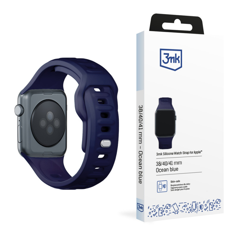 Λουράκι ρολογιού από σιλικόνη 3mk για Apple Watch 38/40/41 mm, θαλασσί μπλε
