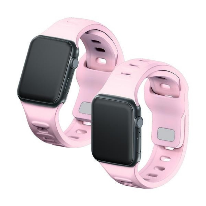 Λουράκι ρολογιού 3mk Silicone για Apple Watch 38/40/41 mm, ροζ πούδρας