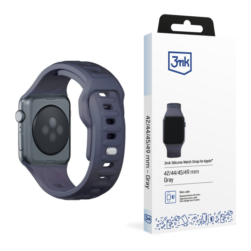 3mk Σιλικόνης Λουράκι Ρολογιού για Apple Watch 42/44/45/49 mm, γκρι