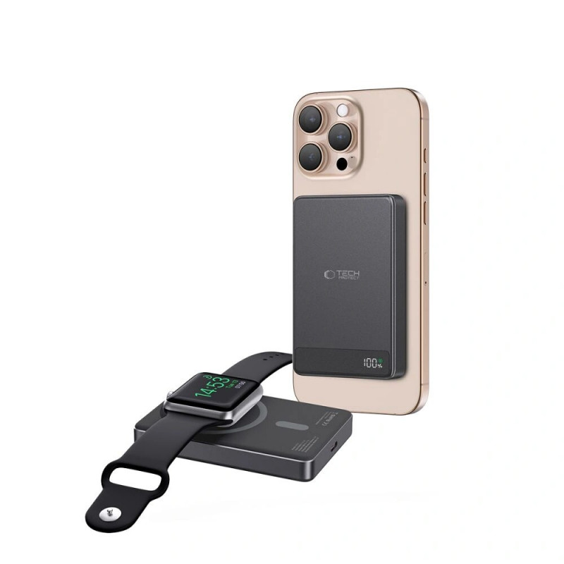 Tech-Protect PB33 LifeMag MagSafe φορητός φορτιστής 5000 mAh, 15 W, μαύρος