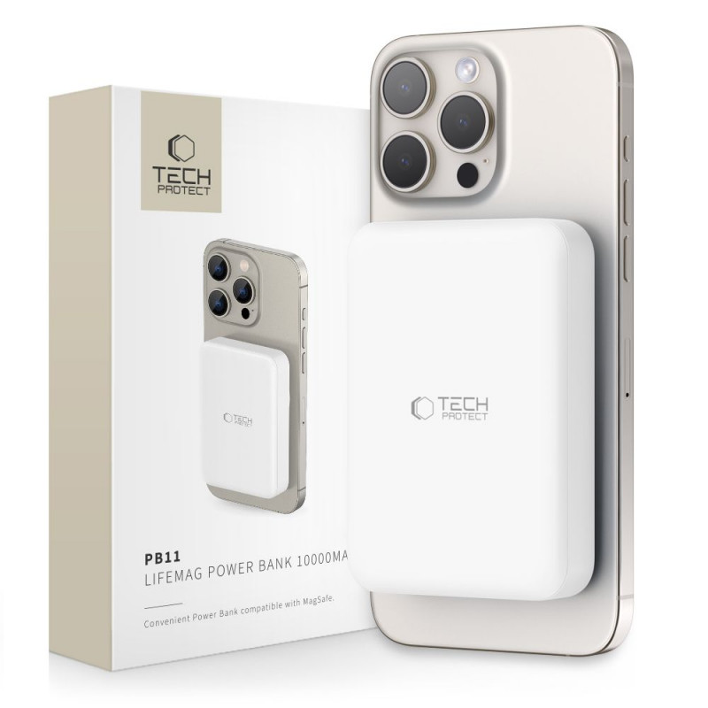 Tech-Protect PB11 LifeMag MagSafe φορητό power bank 10000 mAh, 15 W, Λευκό