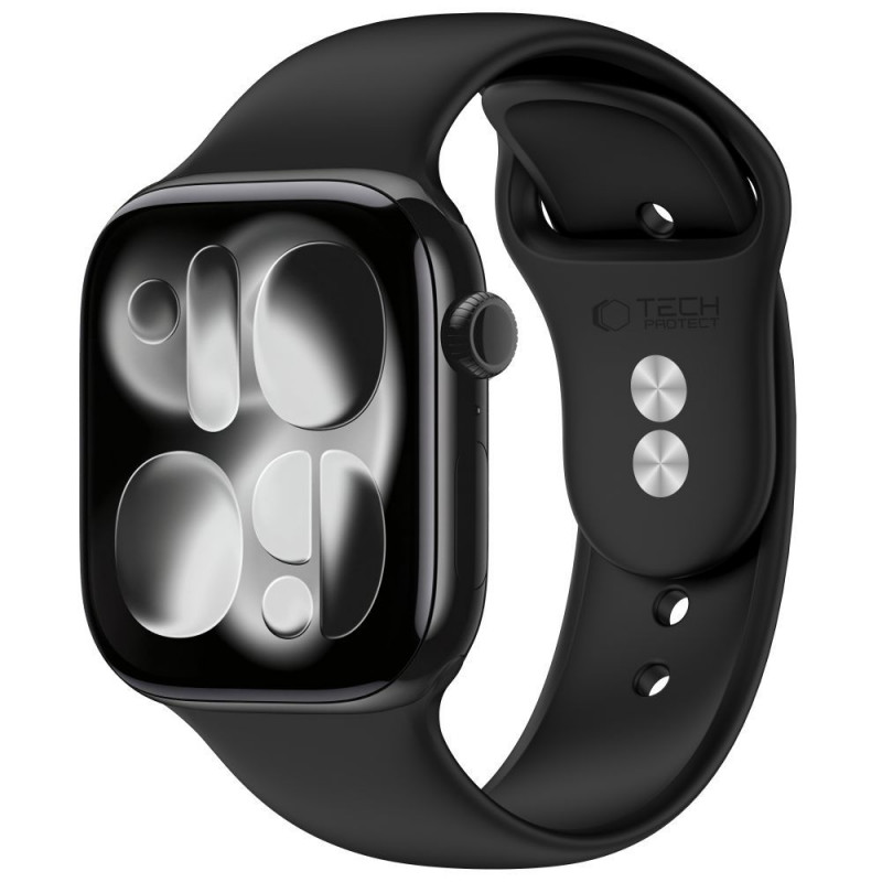 Tech-Protect Λουράκι σιλικόνης για Apple Watch 4/5/6/7/8/9/SE/10 (38/40/41/42 mm), Μαύρο