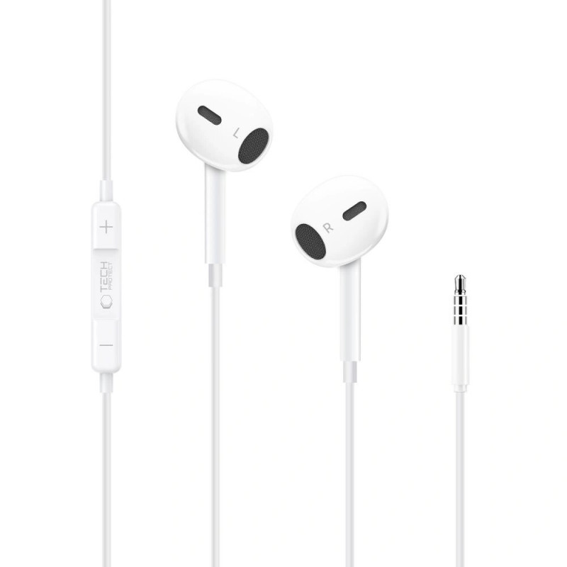 Tech-Protect Ultraboost Core G2 Ενσύρματα Ακουστικά Mini Jack 3.5 mm, Λευκά