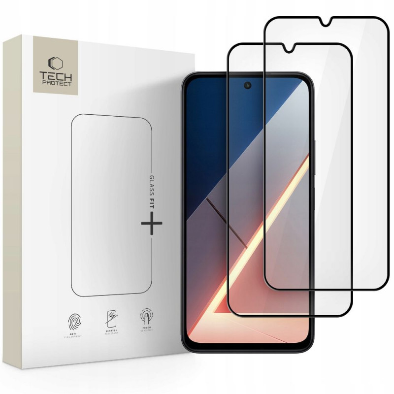 Tech-Protect Glass Fit+ Ενισχυμένο Γυαλί για Xiaomi Poco M7, Μαύρο (2 τεμ.)