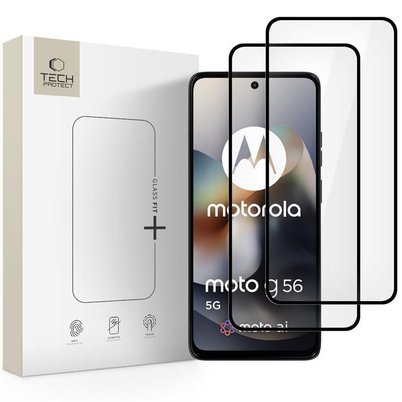 Tech-Protect Glass Fit+ Ενισχυμένο Γυαλί για Motorola Moto G56 5G (2 τεμ.), Μαύρο