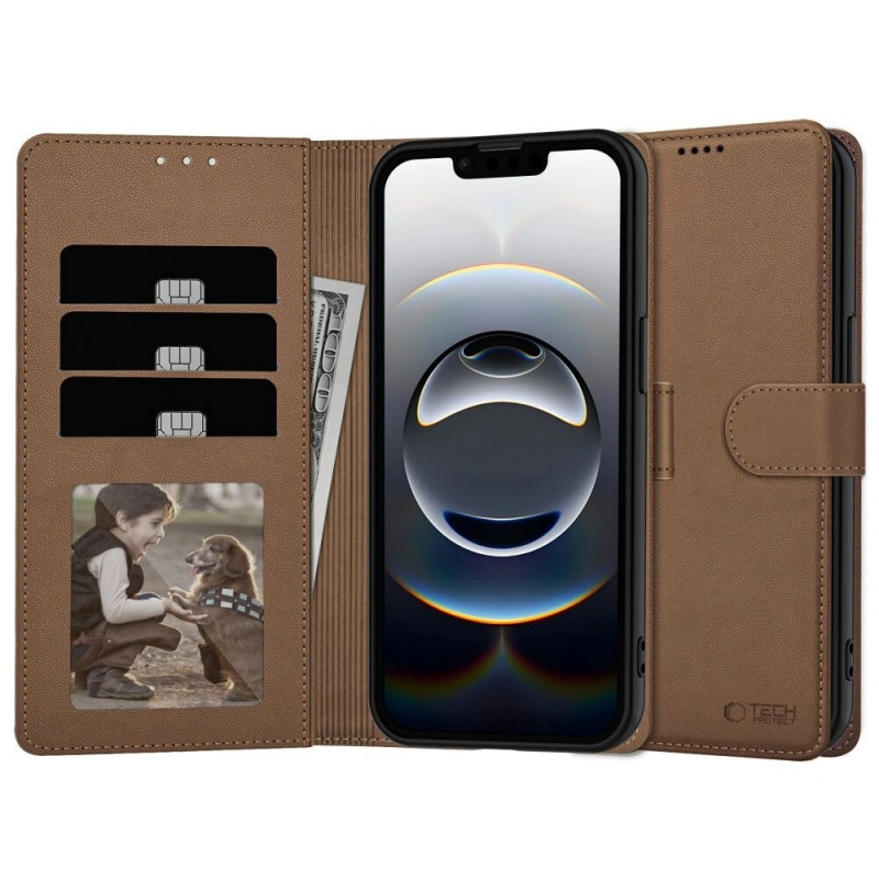 Θήκη πορτοφόλι Tech-Protect για Apple iPhone 17e / 16e, καφέ