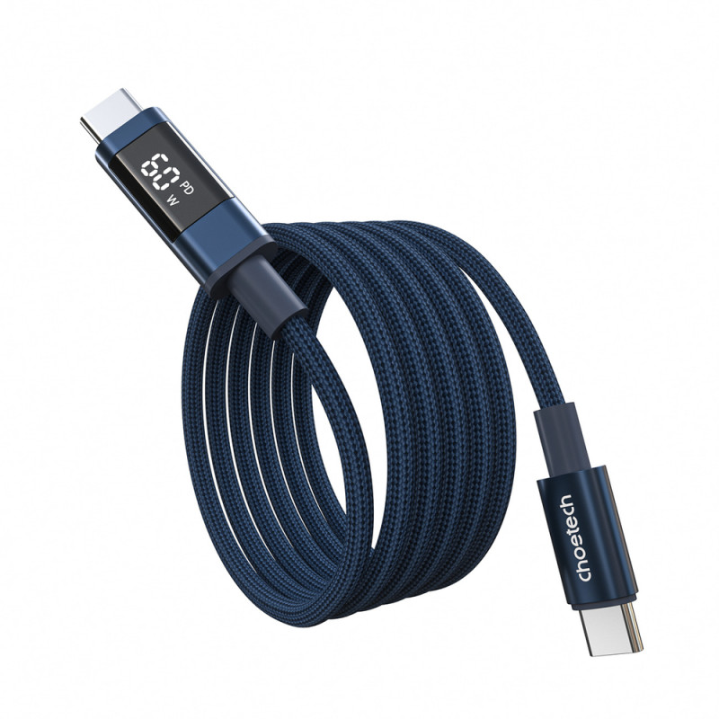 Choetech XCC-1068 PD 60W καλώδιο USB-C σε USB-C με οθόνη, 1,2 m, μπλε
