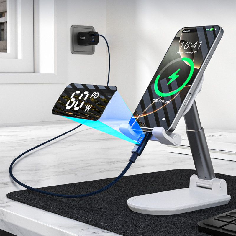 Choetech XCC-1068 PD 60W καλώδιο USB-C σε USB-C με οθόνη, 1,2 m, μπλε