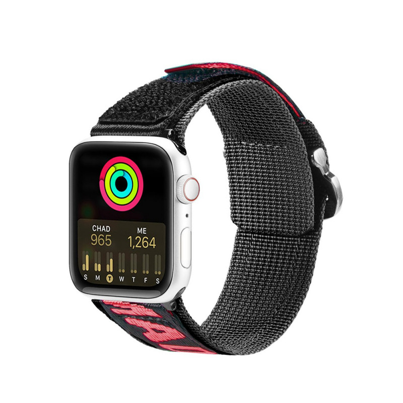 Dux Ducis Outdoor Version Λουράκι από Νάιλον για Apple Watch Ultra, SE, 8, 7, 6, 5, 4, 3, 2, 1 (49, 45, 44, 42 mm), Μαύρο και Κόκκινο