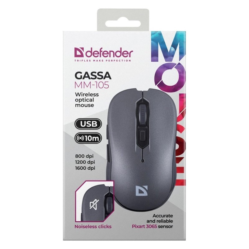 Defender Gassa MM-105 RF Silent Ασύρματο Ποντίκι, Γκρι