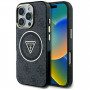 Θήκη Guess GUHMP16LHG4PRTGK IML Metal Glitter 4G Circle Triangle MagSafe για Apple iPhone 16 Pro, μαύρη