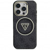 Θήκη Guess GUHMP16LHG4PRTGK IML Metal Glitter 4G Circle Triangle MagSafe για Apple iPhone 16 Pro, μαύρη