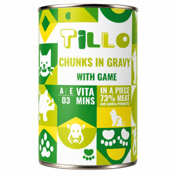TILLO Chunks in gravy Game υγρή τροφή για σκύλους, 1250 g