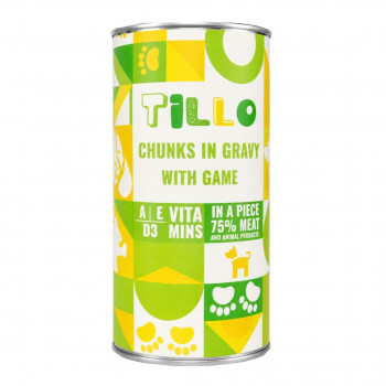 TILLO Chunks in gravy Game υγρή τροφή για σκύλους, 1250 g