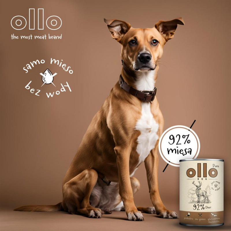 OLLO Υγρή τροφή για σκύλους Pure Deer, 850 g