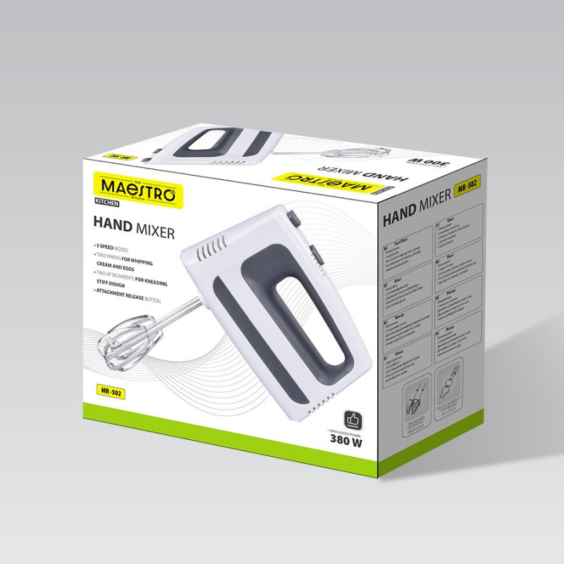 MAESTRO MR-502 Μίξερ χειρός, 500 W, Λευκό/Μαύρο