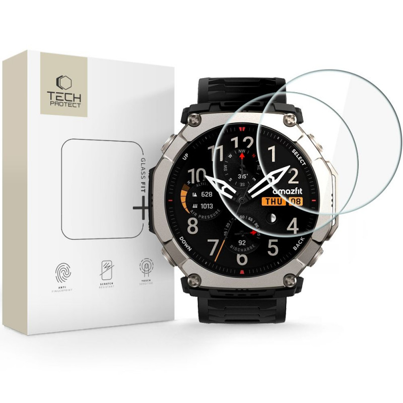 Tech-Protect Glass Fit+ Ενισχυμένο Γυαλί για Amazfit T-Rex Ultra 2 (2 τεμ.), Διαφανές