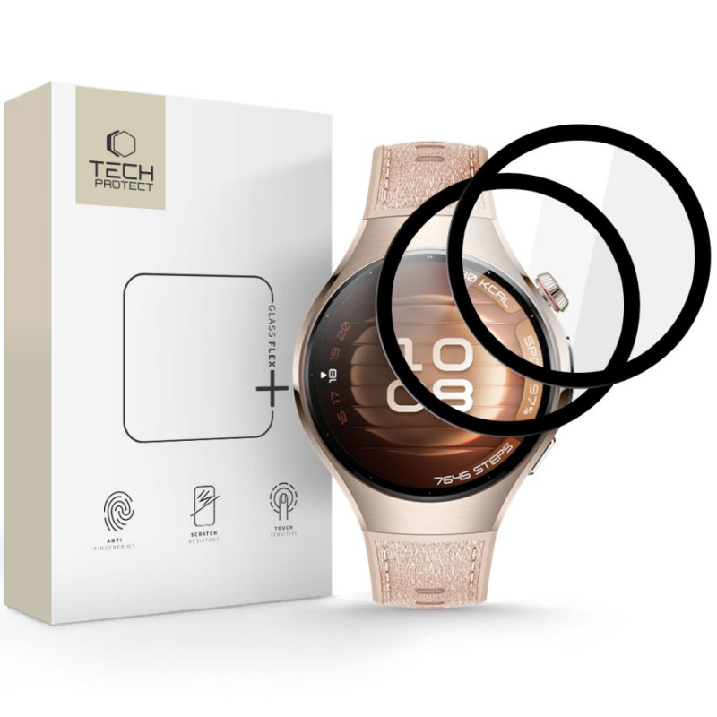 Tech-Protect Glass Flex+ Υβριδικό Γυαλί για Huawei Watch 5 42 mm (2 τεμ.), Μαύρο
