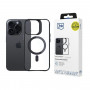 Θήκη smartphone 3MK Satin Armor MagCase MagSafe για Apple iPhone 15 Pro Max, διάφανη με μαύρο πλαίσιο