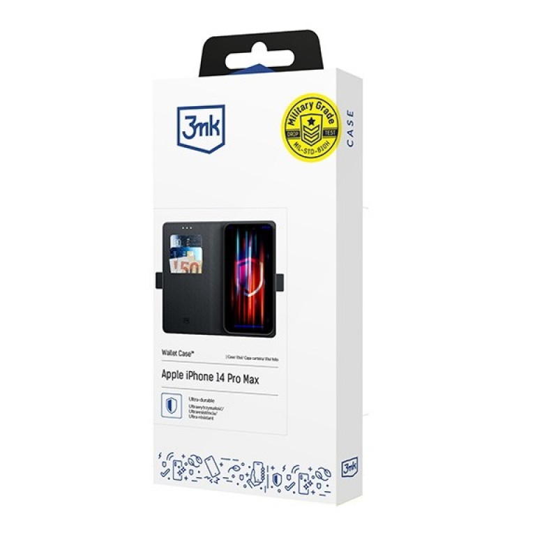 Θήκη πορτοφόλι 3MK Wallet Case για Apple iPhone 14 Pro Max, μαύρη
