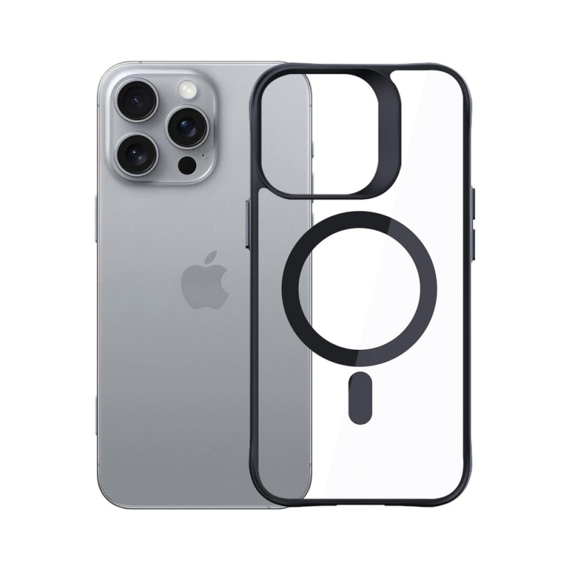 Θήκη 3mk Satin Armor MagCase με MagSafe για Apple iPhone 16 Pro, Διάφανη με Μαύρο Πλαίσιο