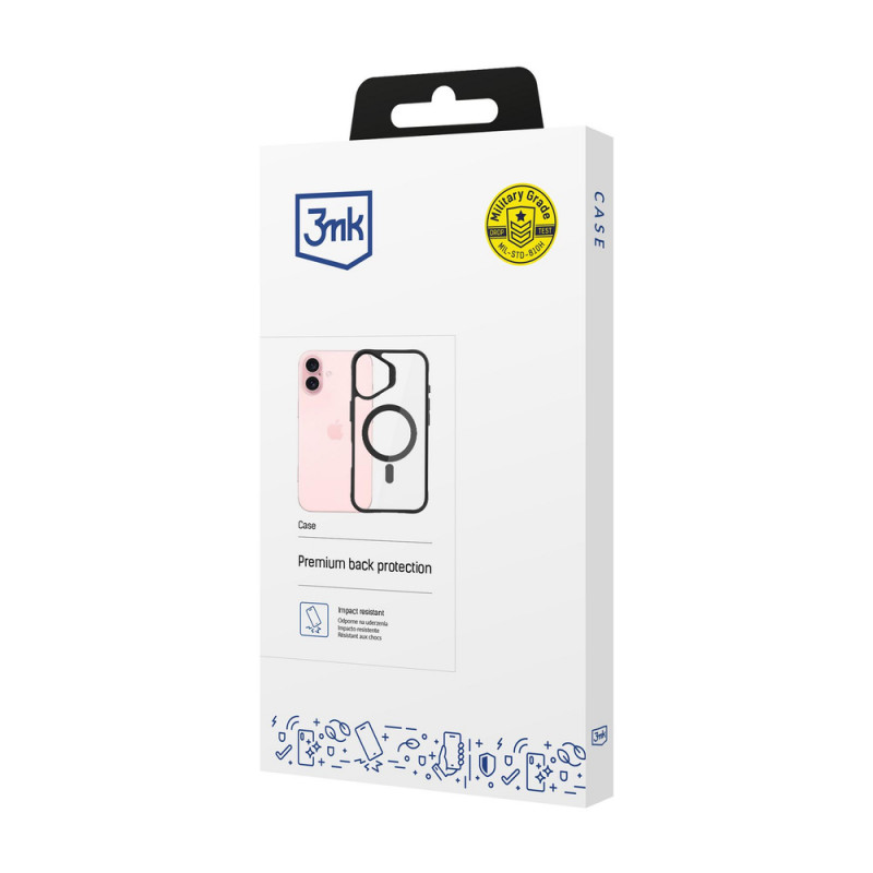 Θήκη 3mk Satin Armor MagCase με MagSafe για Apple iPhone 16 Plus (W-3SAMaCa-AiP16Plu-0), Διάφανη με Μαύρο Πλαίσιο