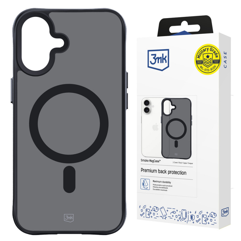 3mk Smoke MagCase με MagSafe για Apple iPhone 16 (W-3SmoMaCa-AiP16-0), Ημιδιαφανές