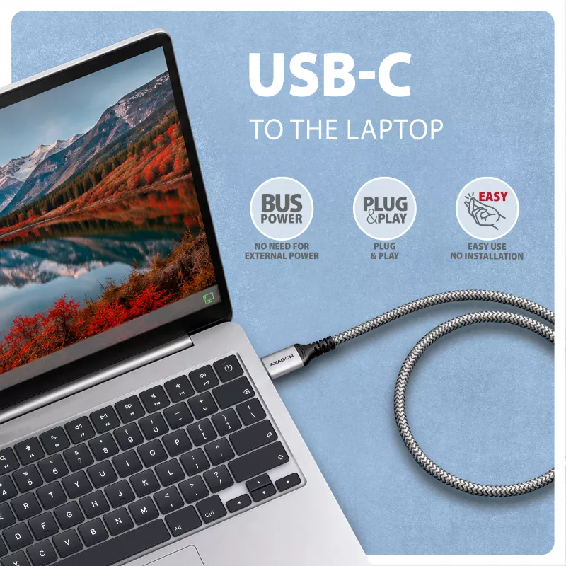 Goobay Προσαρμογέας AXAGON ADE-CM15 USB-C Gigabit Ethernet με ενσωματωμένο καλώδιο CAT6 1,5 m, RJ-45
