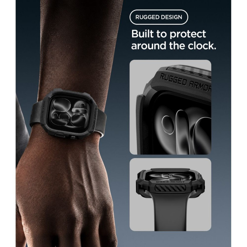 Θήκη Spigen Rugged Armor ACS11886 για Apple Watch 12 46 mm, μαύρο ματ