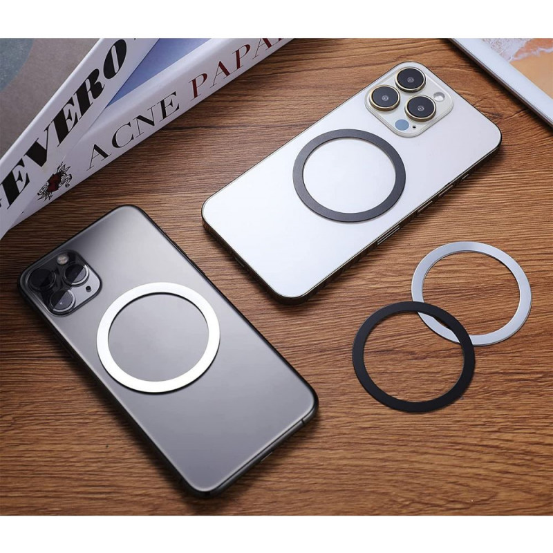 Tech-Protect MagMat MagSafe καθολικός μαγνητικός δακτύλιος, μαύρο & ασημί (2 τεμ.)