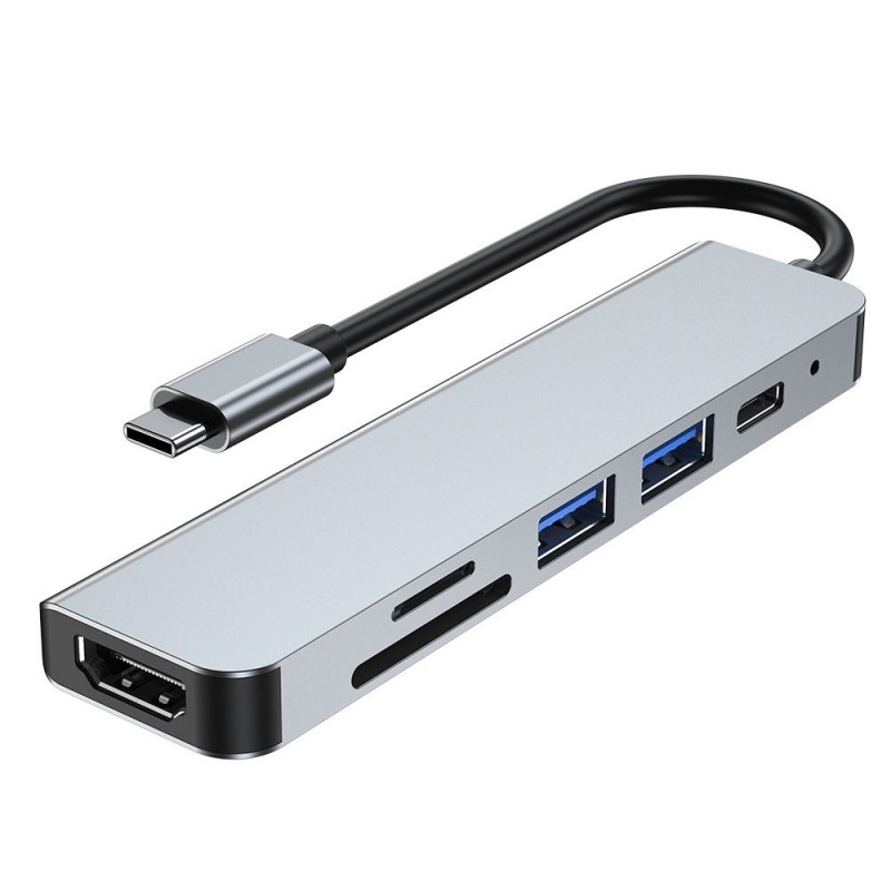 Tech-Protect V4 6-in-1 USB-C hub, γκρι