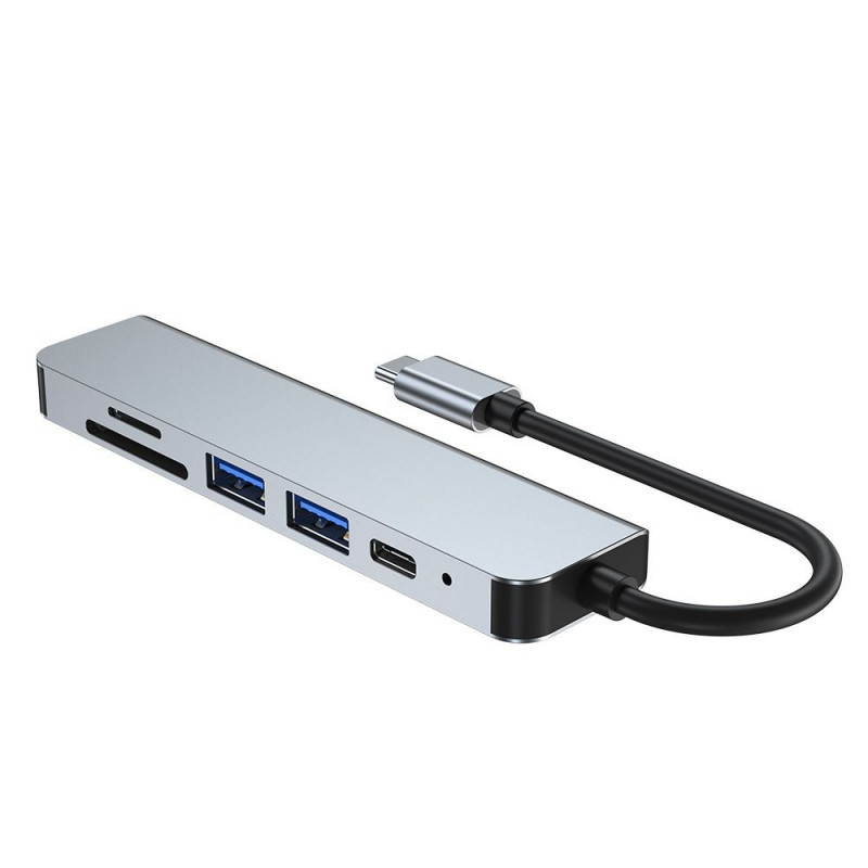 Tech-Protect V4 6-in-1 USB-C hub, γκρι