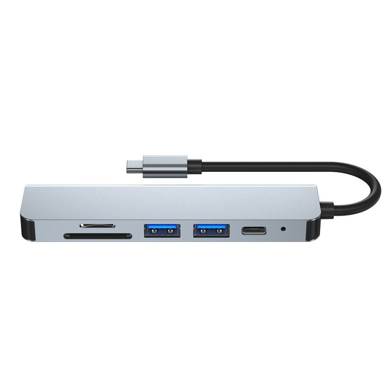 Tech-Protect V4 6-in-1 USB-C hub, γκρι