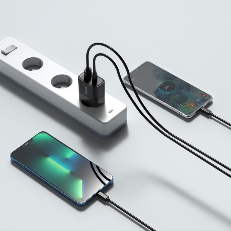 Tech-Protect C30W φορτιστής τοίχου 2 θυρών, USB-C PD 30W και USB-A QC 3.0, μαύρος
