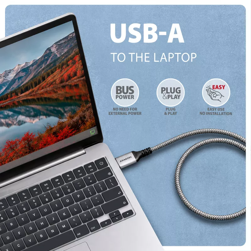 Goobay Προσαρμογέας AXAGON ADE-AM20 USB-A σε Gigabit Ethernet με ενσωματωμένο καλώδιο CAT6 2 m