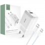 Tech-Protect C20W φορτιστής τοίχου 2 θυρών PD 20W QC 3.0 με καλώδιο USB-C, λευκός