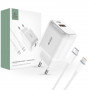 Tech-Protect C20W φορτιστής τοίχου 2 θυρών PD 20W QC 3.0 με καλώδιο Lightning, λευκός