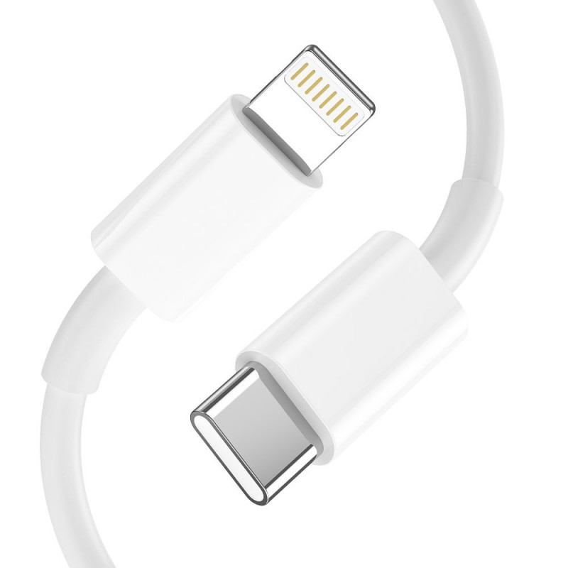 Tech-Protect C20W φορτιστής τοίχου 2 θυρών PD 20W QC 3.0 με καλώδιο Lightning, λευκός