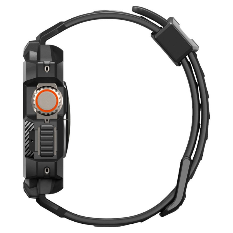 Θήκη με λουράκι Spigen Rugged Armor Pro για Apple Watch Ultra 1 / 2 / 3 49 mm, Μαύρο